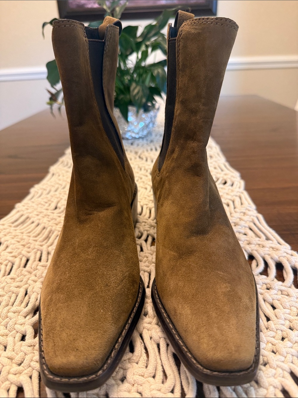 Tory Burch Chestnut Suede Ankle Boots